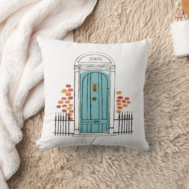 Zip Code Front Door Iron Fence CITY STATE Home Cushion (Blanket)