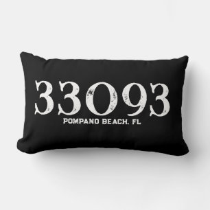  Zip Code Grunge Script Zebra Pattern Lumbar Cushion