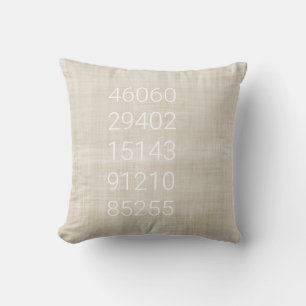 Zip Code History New Home Decor Beige White Fun Cushion