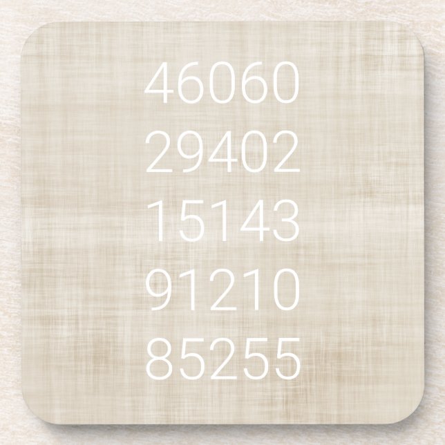 Zip Code History New Home Personalised Beige White Coaster (Front)