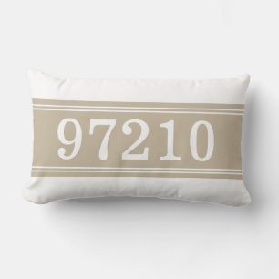 Zip Code Tan White New Home Housewarming Lumbar Cushion