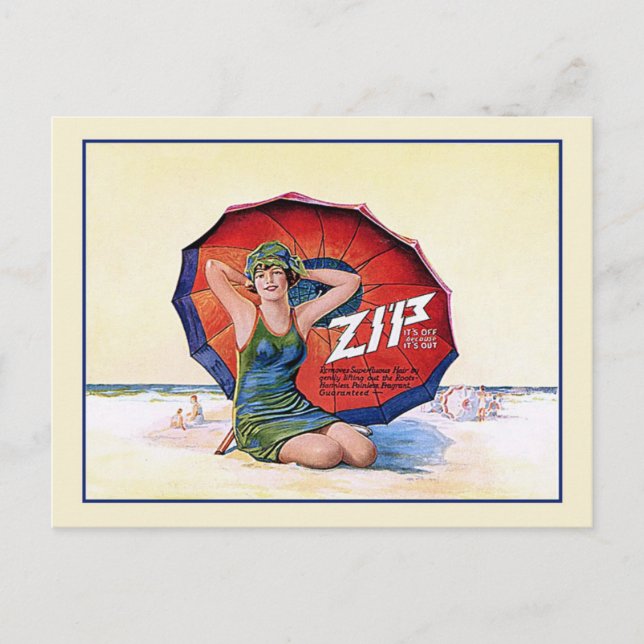 Zip Hair Remover Vintage 1924 Retro  Ad Postcard (Front)
