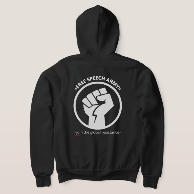 zip hoodie sweatshirt "FREE SPEECH ARMY"  (Laydown Back)