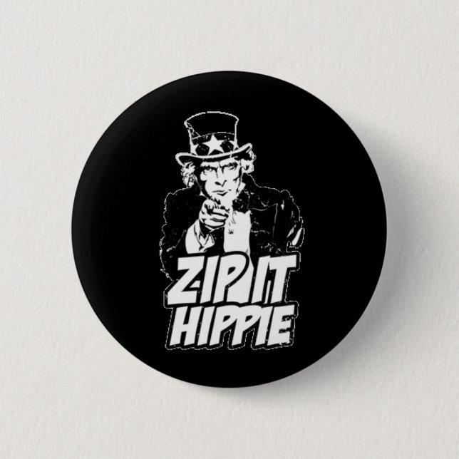 Zip It Hippie 6 Cm Round Badge (Front)