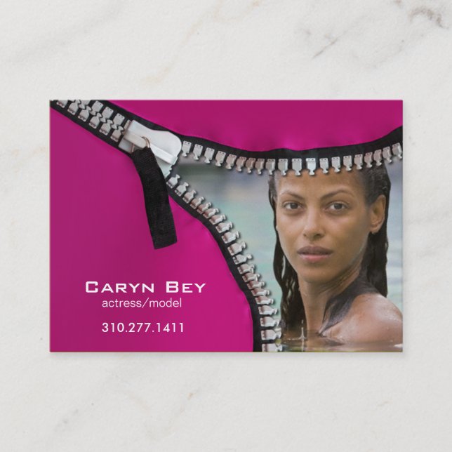 Zip It Up Business Card template (actor head shot) (Front)