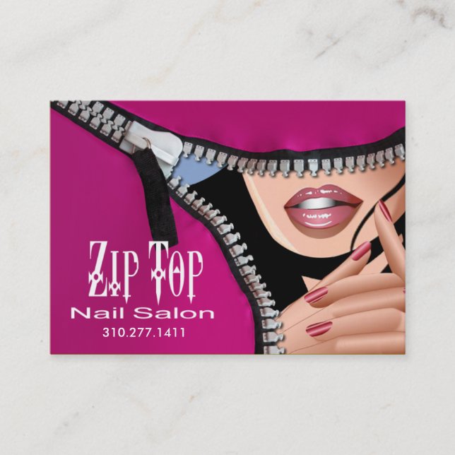 Zip It Up Business Card template (salon) (Front)