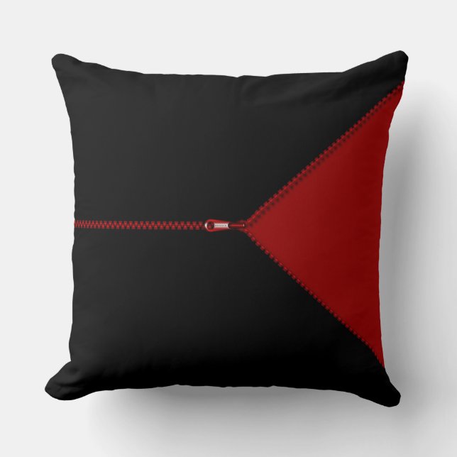 Zip It Up Faux Zipper Throw Pillow (Front)