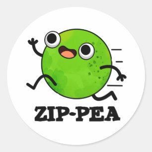 Zip-pea Funny Zippy Pea Pun  Classic Round Sticker
