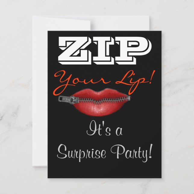 ZIP your lip surprise party invite (Front)