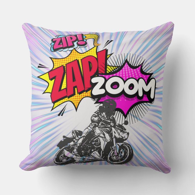 zip, zap, zoom - throw pillow (Front)