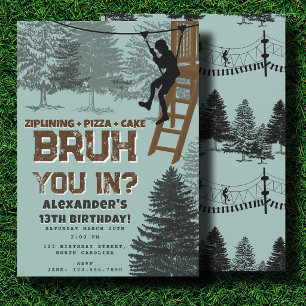 Zipline Rope Course Outdoor Park Bruh Birthday Invitation