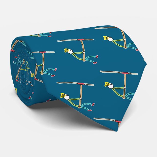 Ziplining Stickman Tie (Rolled)