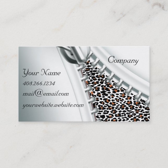 Zipper Cheetah Calendar Business Card (Front)