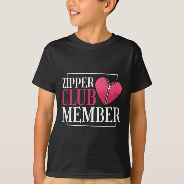 Zipper Club Member Heart Disease Awareness Red Hea T-Shirt (Front)