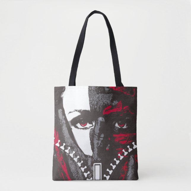 Zipper face with hand tote bag (Front)