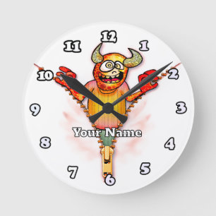 Zipper Monster Round Clock