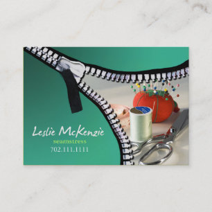 "Zipper" - Sewing, Dressmaker, Seamstress, Tailor Business Card