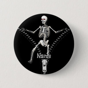 Zipper Skeleton 6 Cm Round Badge