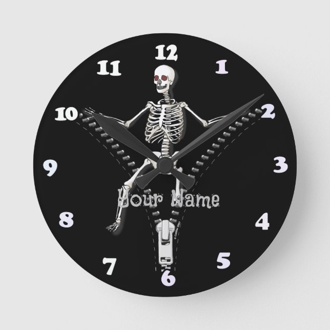 Zipper Skeleton Round Clock (Front)
