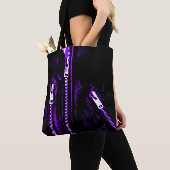 Zips Purple print all over tote bag (Close Up)