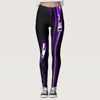 Zips Purple print leggings
