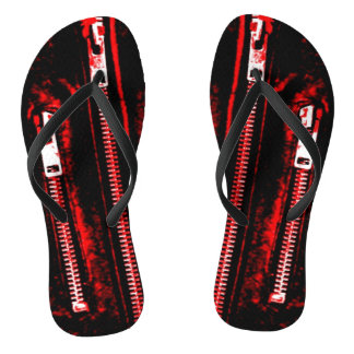 Zips Red print flip flops
