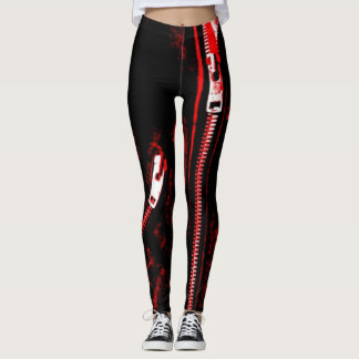 Zips Red print leggings