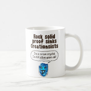 Zircon rock sinks Creationists! -Dark Shirt Coffee Mug