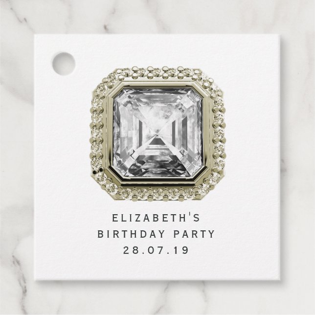 Zirconia Diamond April Birthstone Favour Tags (Front)