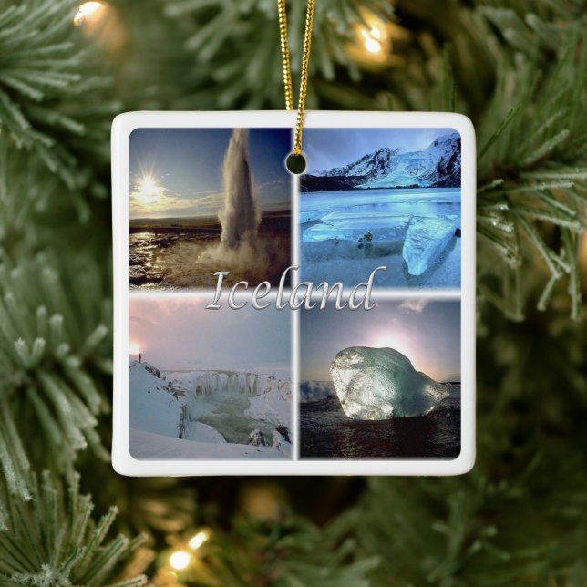 zIS002 ICELAND, Ceramic Ornament (Tree)