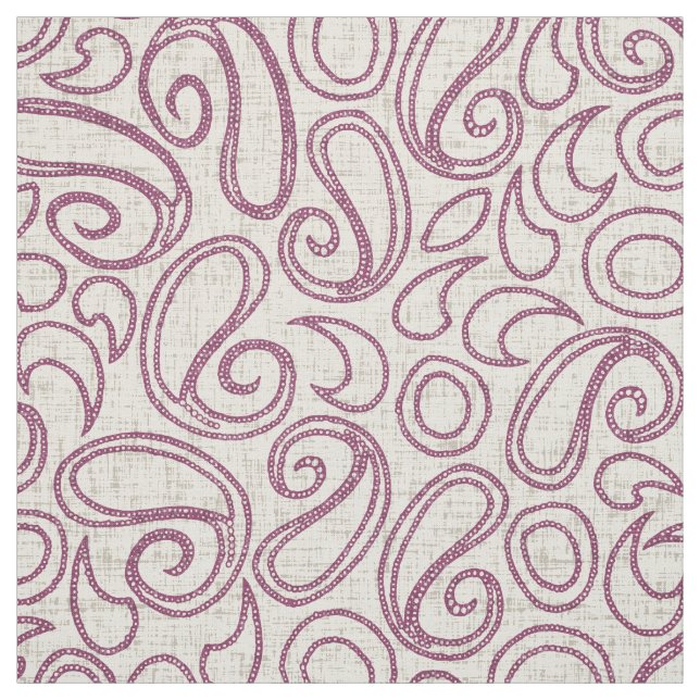 ziya cream damson fabric (Swatch)