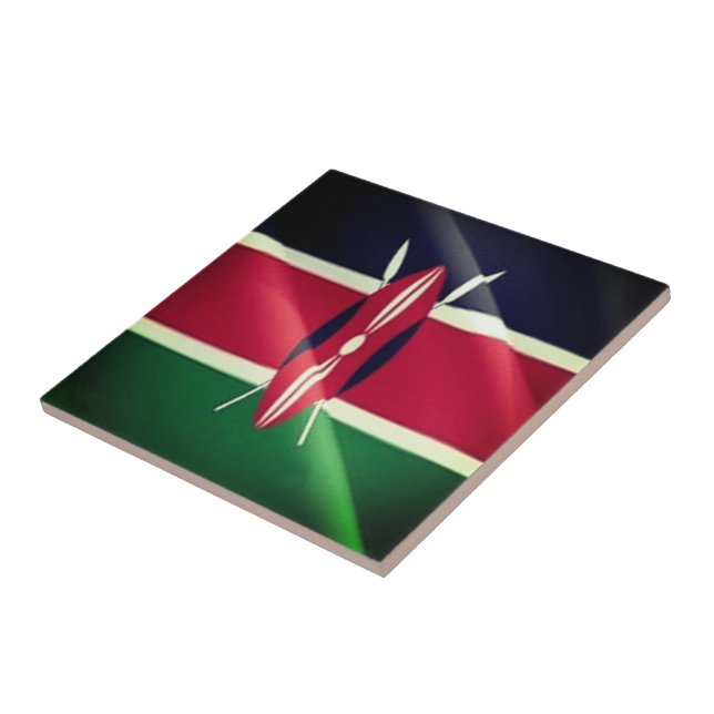 zKE002 KENYA Waving Flag, Africa, Tile (Side)