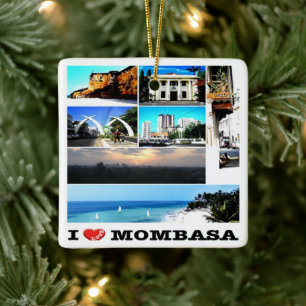 zKE014 MOMBASA I Love, Mosaic, Kenya, Ceramic Ornament