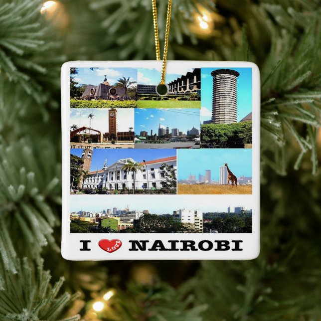 zKE015 NAIROBI Love, Mosaic, Kenya, Africa, Ceramic Ornament (Tree)