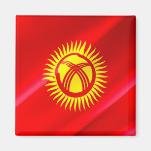zKG002 Kyrgyz waving FLAG Kyrgyzstan, Fridge Magne Magnet