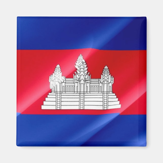 zKH002 Cambodian waving FLAG Cambodia, Fridge Magnet (Front)