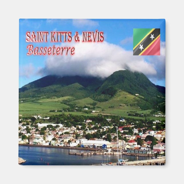 zKN004 SAINT KITTS NEVIS, Basseterre, Fridge Magnet (Front)