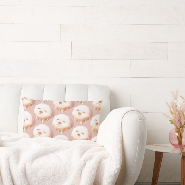 ZKOZKOHI Zazzle Data: Smile Pup Doughnut (Pattern) Lumbar Cushion (Couch)