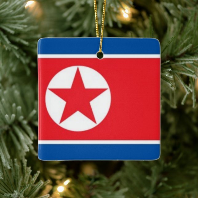 zKP001 North Korean FLAG North Korea, Ceramic Ornament (Tree)
