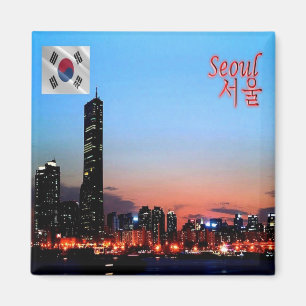 zKR005 SEOUL by night, South Korea, Asia, Fridge Magnet