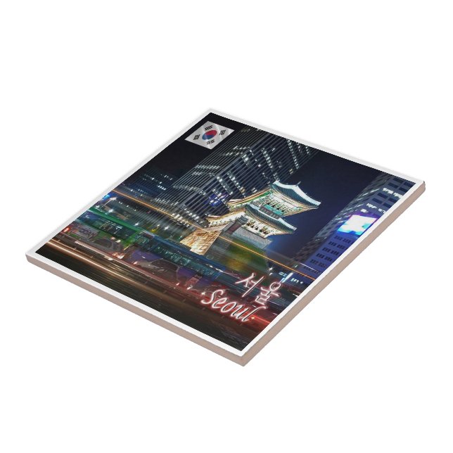 zKR007 NAMDAEMUN at night SEOUL, South Korea,  Tile (Side)