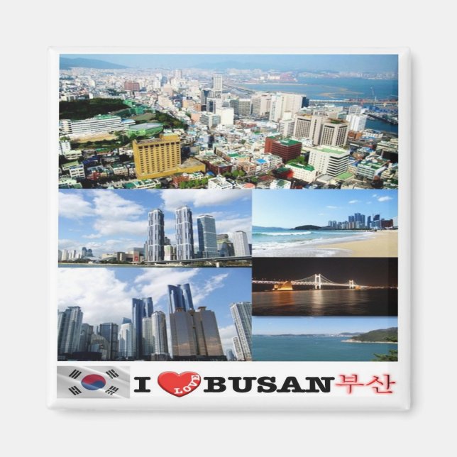 zKR012 i love BUSAN, South Korea, Asia, Fridge Magnet (Front)