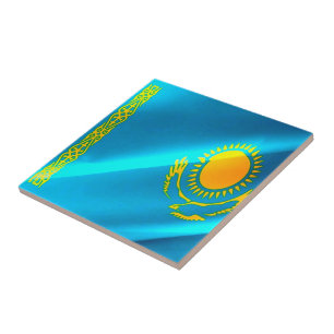 zKZ002 Kazakh waving FLAG Kazakhstan, Tile