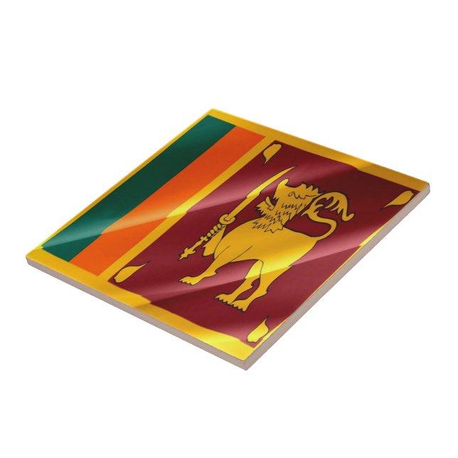 zLK002 waving Sinhalese FLAG Sri Lanka, Tile (Side)