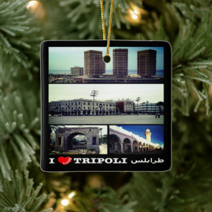 zLY018 TRIPOLI I Love, Mosaic, Libya, Ceramic Ornament