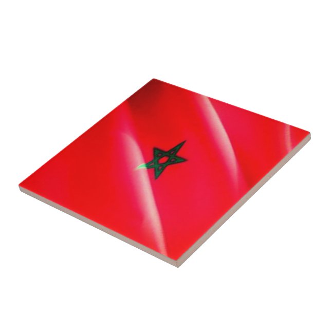 zMA002 MOROCCO, Waving Flag, Africa, Tile (Side)