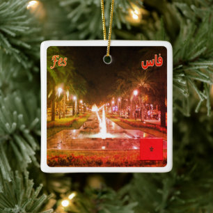 zMA008 FEZ by Night, Morocco, Africa, Ceramic Ornament