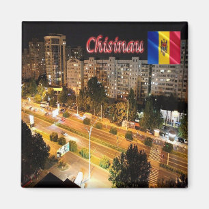 zMD009 CHISINAU Town by Night, Moldova, Fridge Magnet