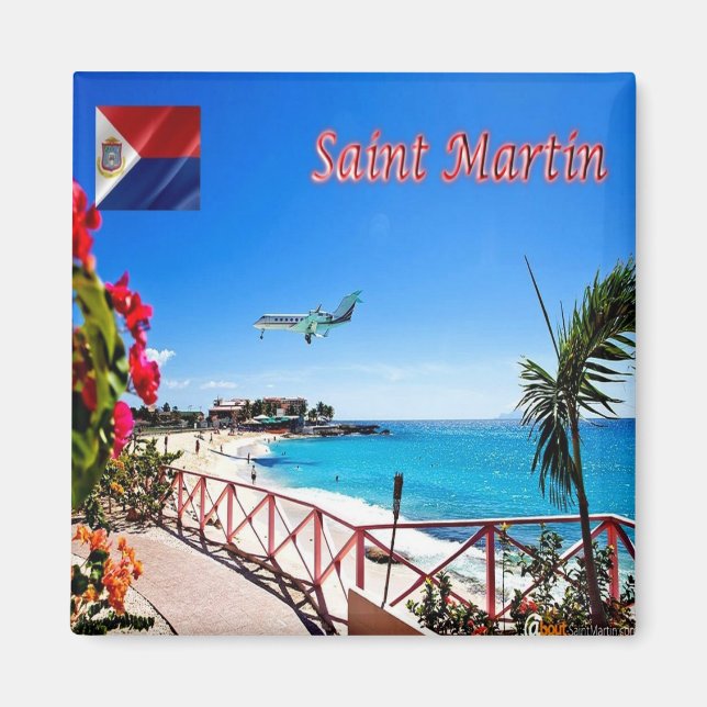 zMF007 SAINT MARTIN, Panorama, America, Fridge Magnet (Front)