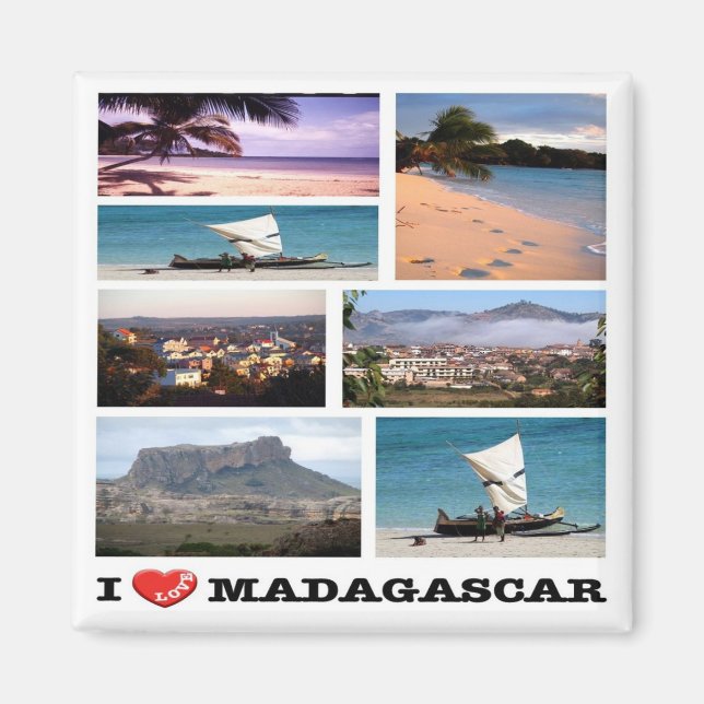 zMG013 MADAGASCAR I Love, Mosaic, Africa, Fridge Magnet (Front)